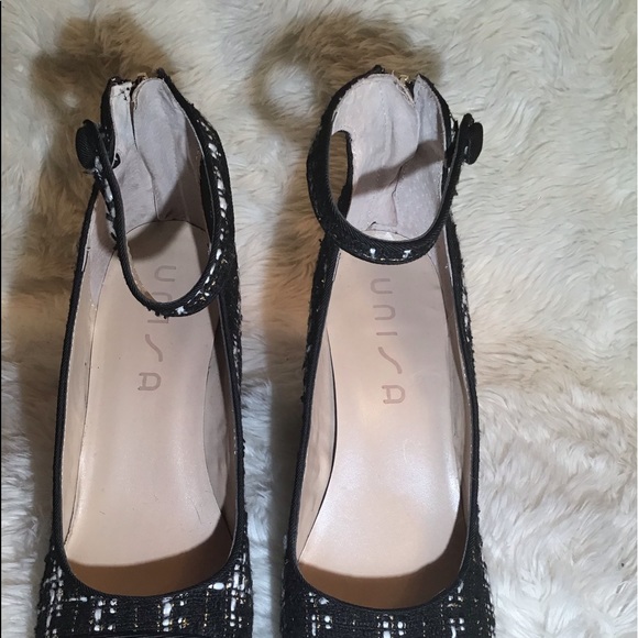 Unisa black/white/gold ankle strap shoes - Picture 2 of 10